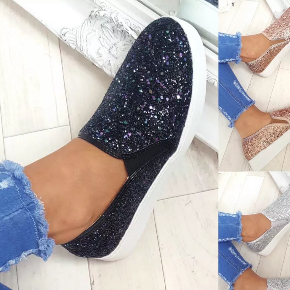 Black glitter sneakers